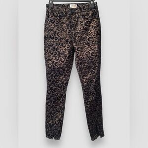 L'Agence Women's Black Gold Jyothi Velvet Split Ankle Pants Size 25 NWOT